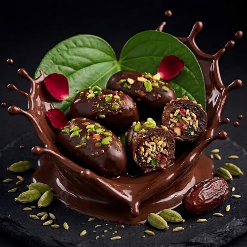 Image of FIDVOJO Luxury Choco Paan Stuffed Dates - Banarasi Paan Filled Premium Dates with Dark Chocolate Coated | Guilt-Free Healthy Mithai & After-Meal Mukhwas (Refreshing Mouth Freshener) | 200g