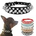 Hundehalsband mit Nieten, PU-Leder, Pitbull-Nieten, verstellbares Halsband (schwarz, 27–32 cm)