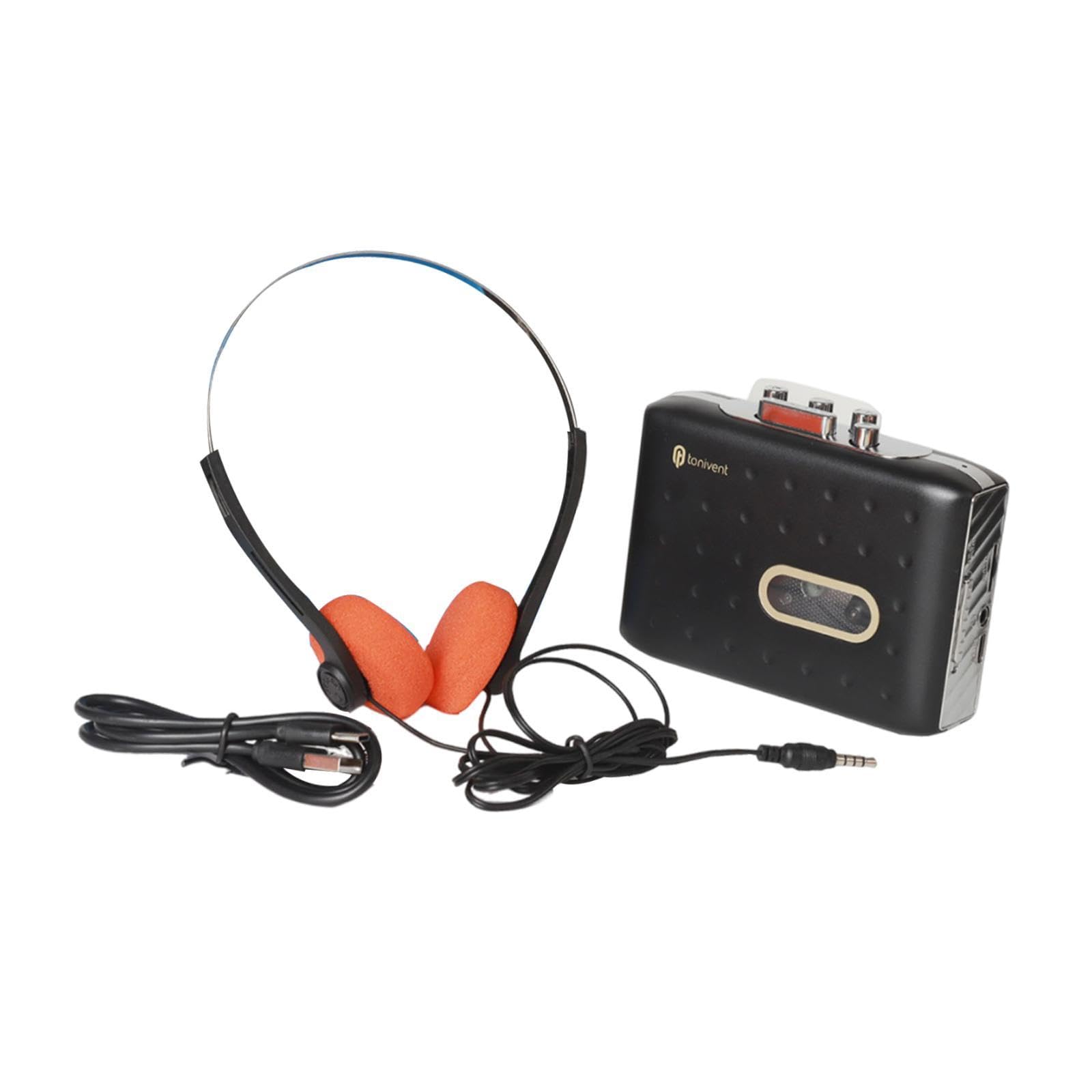 Meadawgs® Cassette to MP3 Player Gift Portable Cassette Recorder for Language Learning Black| Portable Audio & Headphones | Personal Cassette Players