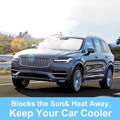 Image of Windshield Sun Shade Custom Fit for 2016-2024 2025 2026 Volvo XC90 Accessories Foldable Sunshade Sun Blocker Protect Car from Sun Rays & Heat Damage Keep Car Cooler