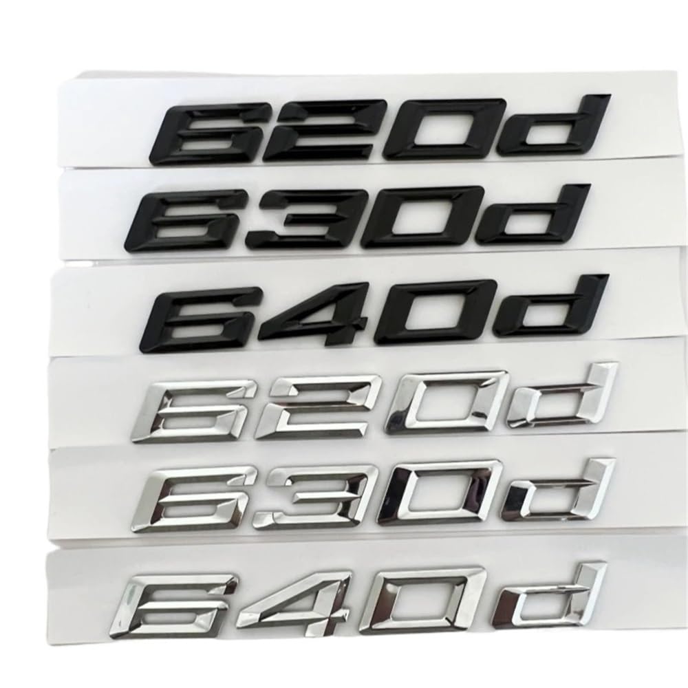 Lettres de Coffre de Voiture 630d Noir Brillant pour BMW Série 6 G32 F06 F12 F13 E63 E64