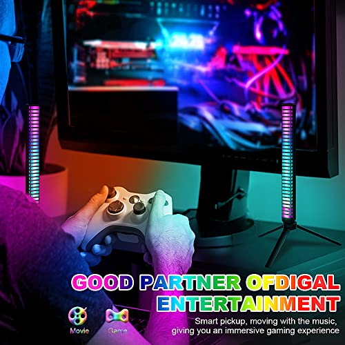 Brynnl Rgb Sound Control Pickup Rhythm Light 32 Bit Led Rechargeable Music Level Lights, Colorful Music Atmosphere Lights With Bluetooth For Car Player Atmosphere, Pc, Tv, Bedroom, Desktop (Black) #TOP1