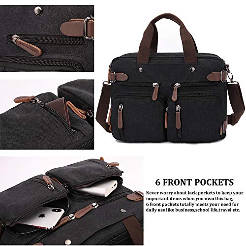 Crocod 3 In 1 Convertible Laptop Backpack, 17.3 Inch Messenger Bag For Men, Multi-Functional Travel Laptop Bag For College School Men Women (17.3 Inch, Black) #TOP4