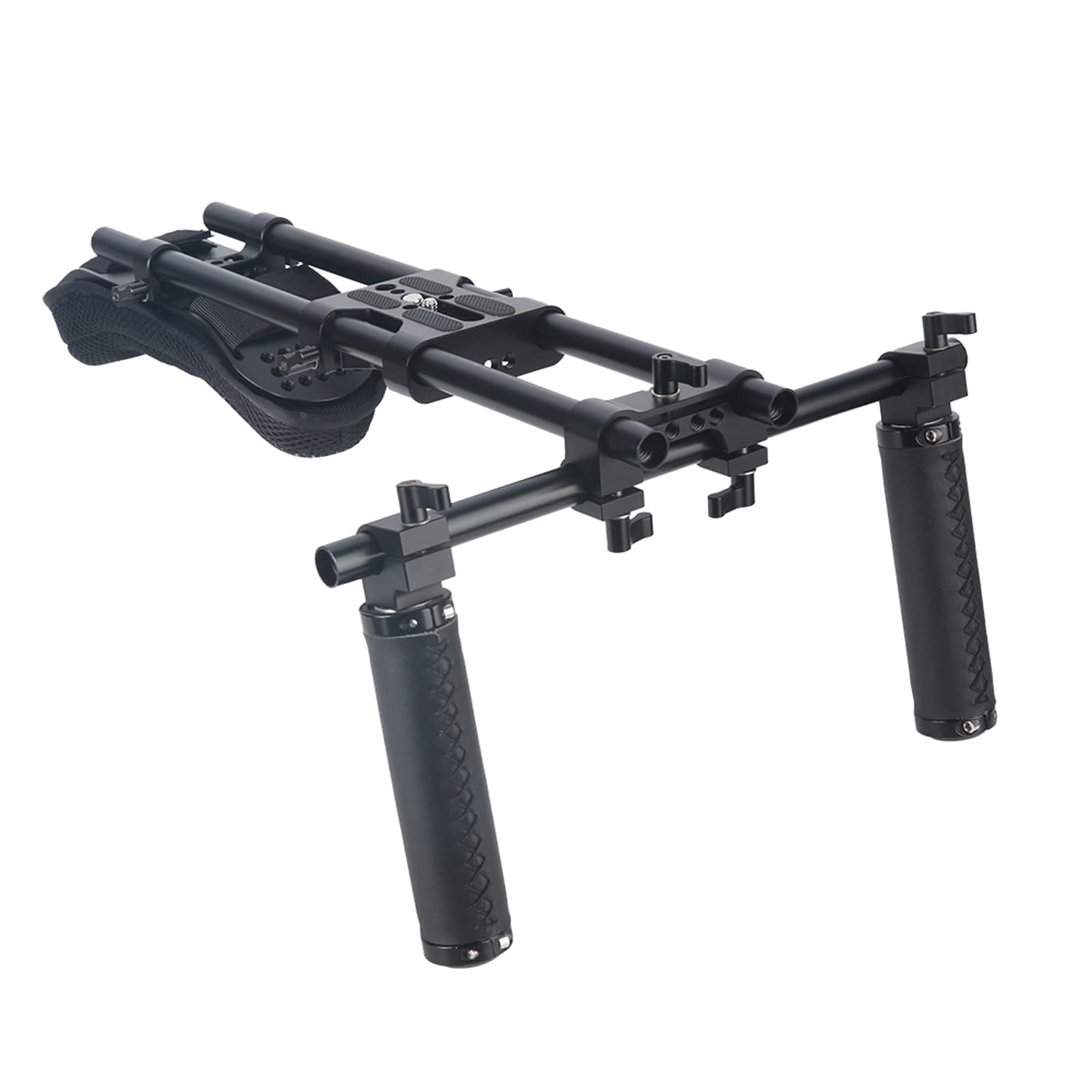NICEYRIG Sistema di supporto per spalla 15 mm, per videocamere DSLR Cinema, supporto a spalla con piastra di base, asta in lega di alluminio da 15 mm, set di maniglie - 435