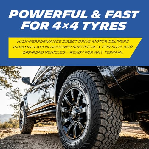 Image of MICHELIN Programmable Rapid Digital Tyre Inflator for 4x4 & SUVs | 12V High-Performance Air Compressor with Direct Drive Technology, Pre-Set Pressure, Auto Shut-Off, LED Light, Long Hose & Carry Bag