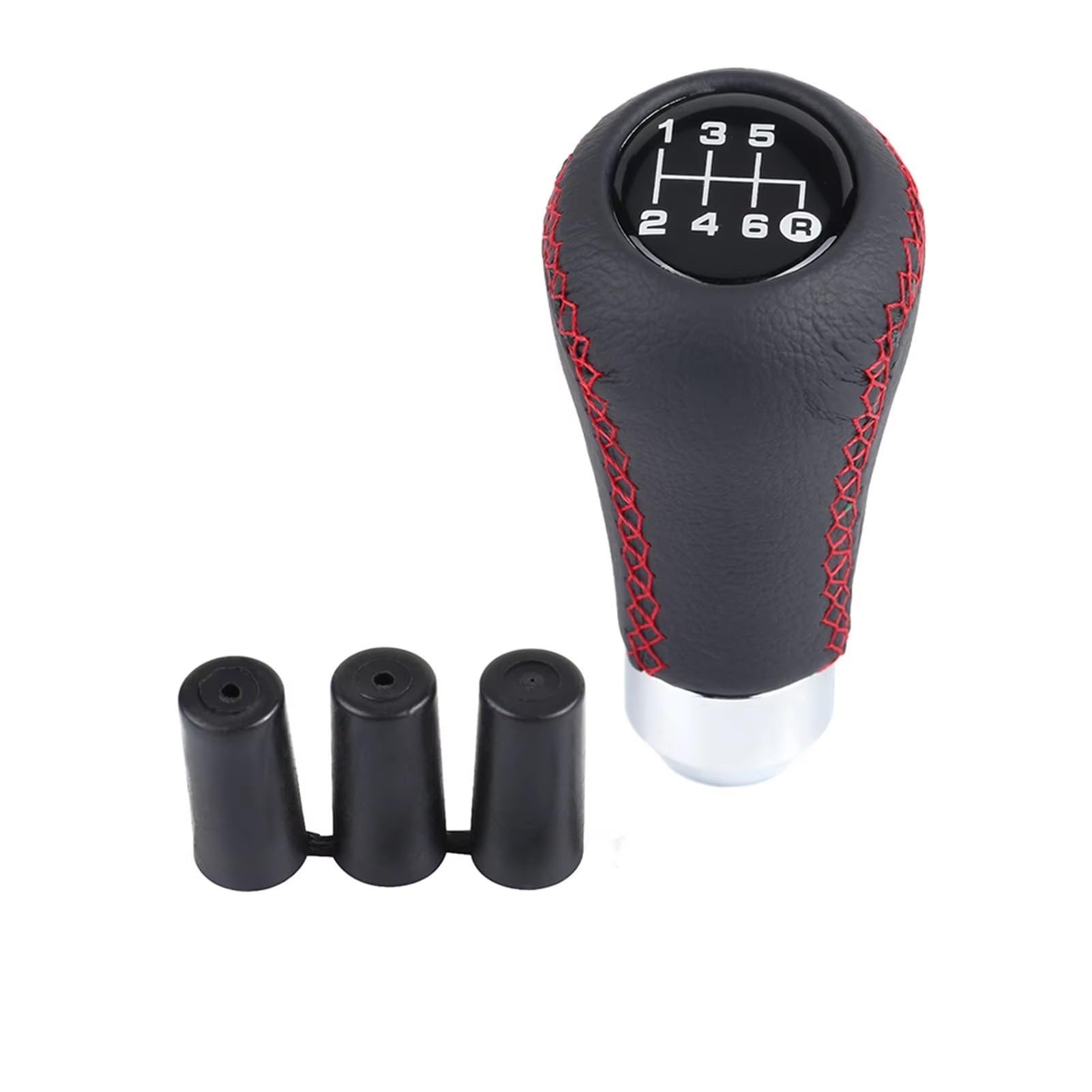 Qkkmuo A Shift Knobs Car 6 Speed Gear Knob Universal Vehicle 6 Speed Gear Knob Pu Shifter Stick With 3 Hoses Universal Manual Car Gear Stick Knob(A)