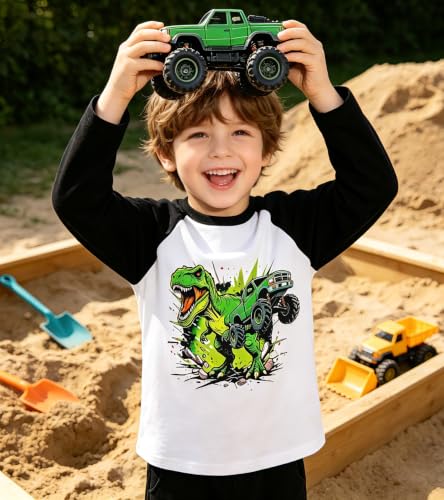 Image of Boys Construction Long Sleeve Raglan T-Shirt for 2-6 Years