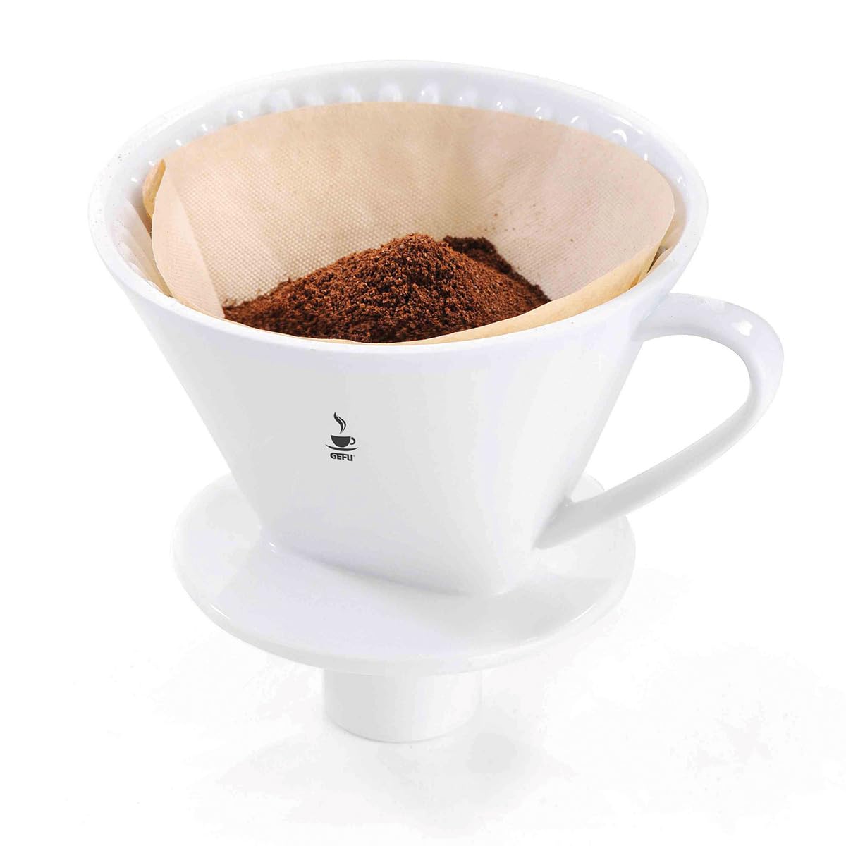 Gefu 16020 Kaffee-Filter Sandro, Größe 4 – Aus weißem Porzellan, wiederverwendbarer Handfilter
