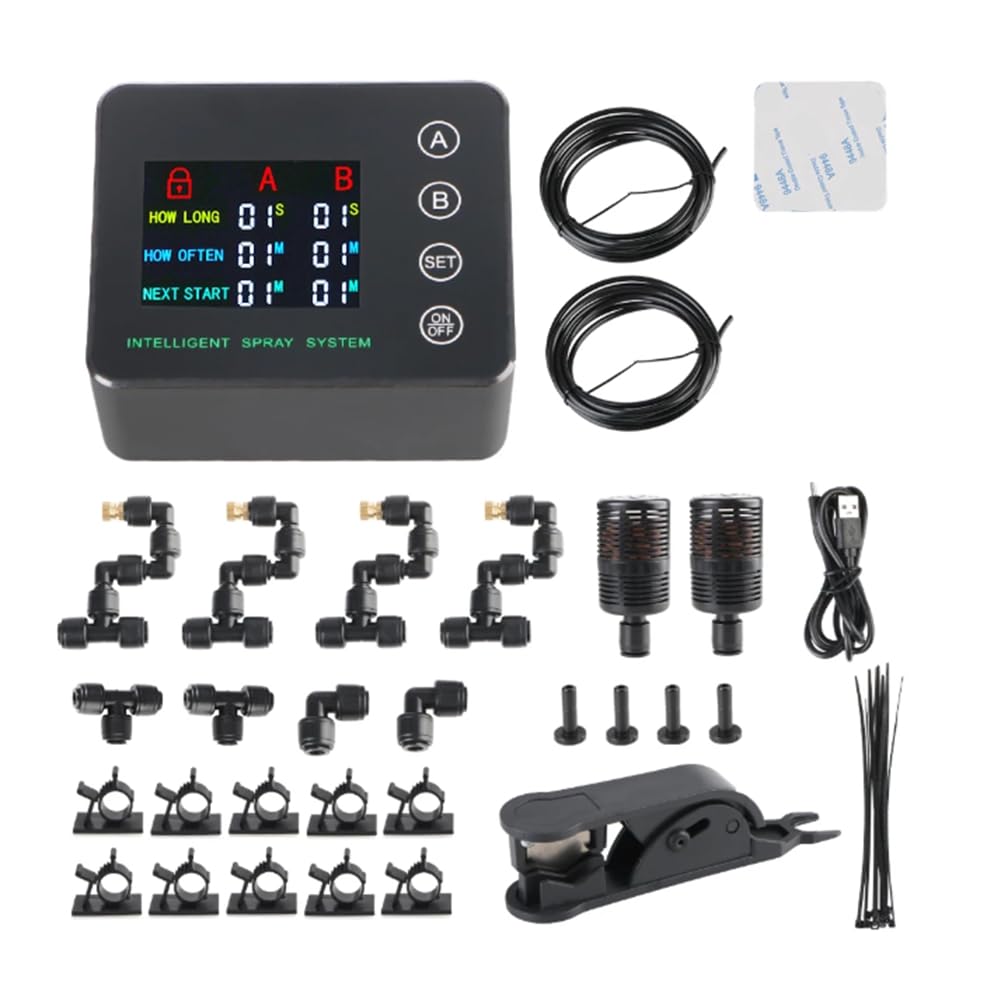 Littimoon 4 Nozzles Electronic Spraying Set Double Pump Irrigation Timer System Irrigation Timer