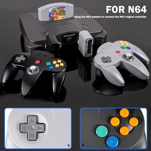 Image of KIWITATA Wireless N64 Controller for Switch Games, 2.4GHZ Wireless N64 Remote Game Pad Joystick Controller Compatible with N64 Console, Switch /Switch Lite /Switch OLED, MAC, PC Windows 7,8,10,11 Black