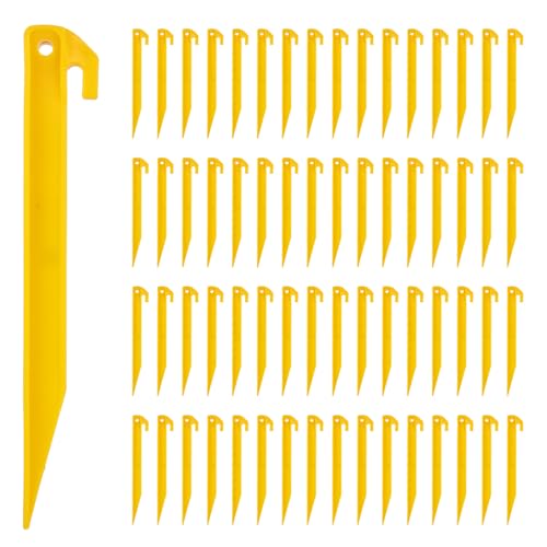 WOPPLXY 80 Pcs Plastic Tent Stakes - 9 Inch Tent Stakes Heavy Duty Tent Pegs Canopy Stakes Spike Hook Plastic Stakes Awning Camping Pegs for Camping Outdoor Sand Beach Garden Lawn Stake
