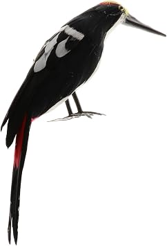 Simulation Woodpecker Model Animal Model Realistic Decoration Feathered Bird Woodpecker Ornament for Courtyard