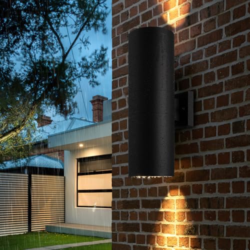 Image of mirrea 18 inch Modern Outdoor Porch Light in 2 Lights, Matte Black, 2 Pack