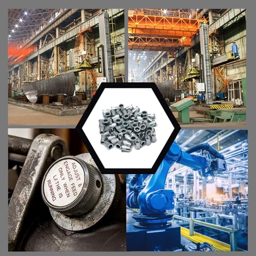 HAPPOW 100 Stück Nietmuttern M8, Flachkopf Einziehmuttern, Blindnietmuttern Aluminium, M8 Senkkopf Nietmuttern für Metall und Kunststoff, für Möbel und Dekorationen