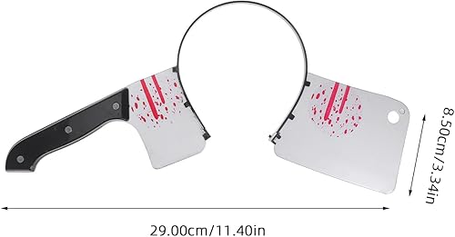 Miniatura 8 de NUOBESTY Diadema con cuchillo de Halloween, hacha a través de la cabeza, accesorios de disfraz de zombis, cuchillo falso sangrante, diadema horrible