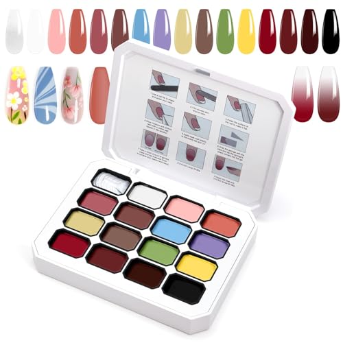 Gel de pintura gradiente Aura Nails y manicura francesa con paleta de esmalte de 16 colores A5