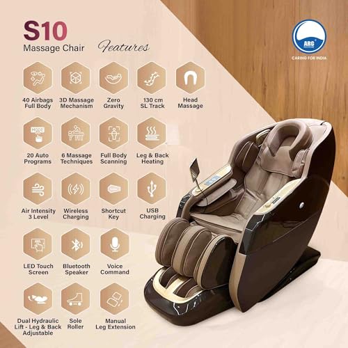 Image of ARG Healthcare S-10 3D Massage Chair | 130cm SL Track | Zero Gravity | 40 Airbags Full Body Massage | Body Scan Heating Therapy -Bluetooth Speaker| Voice Command | Wireless Charging | 2 Year Warranty