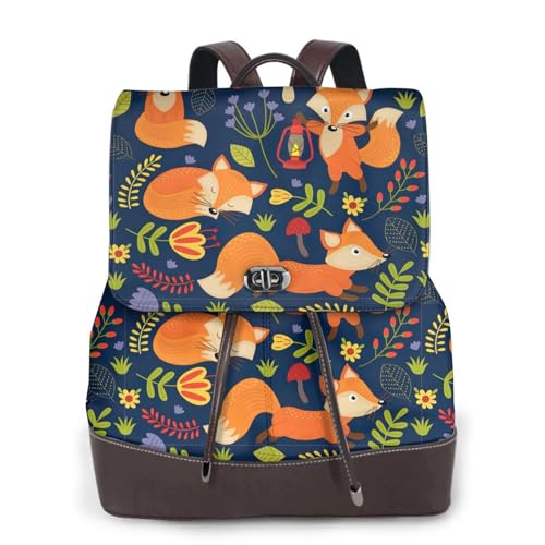 Sac à dos en cuir femme imprimé renard élégant et finitions luxe