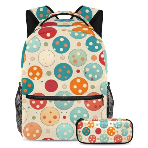 Cartable enfant imprimé balles colorées avec trousse assortie pour l'école primaire
