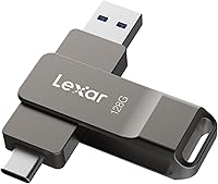 Vista 12 de Lexar D40E 64GB Unidad Flash USB 3.2 Gen 1 Tipo-C con Doble USB, Unidad Thumb de Diseño Giratoria con Carcasa de Metal en USB-C (Plata Champán)
