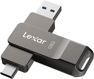 Lexar D40E 128GB Dual USB 3.2 Gen 1 Type-C Jump Drive, USB-C Flash Metal Housing Swivel Design Thumb Drive (Titanium Grey) Price In India