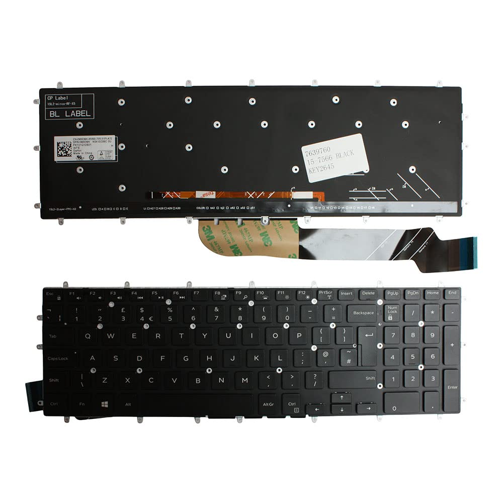Clavier de remplacement noir rétro-éclairé pour Dell Inspiron 15 7566