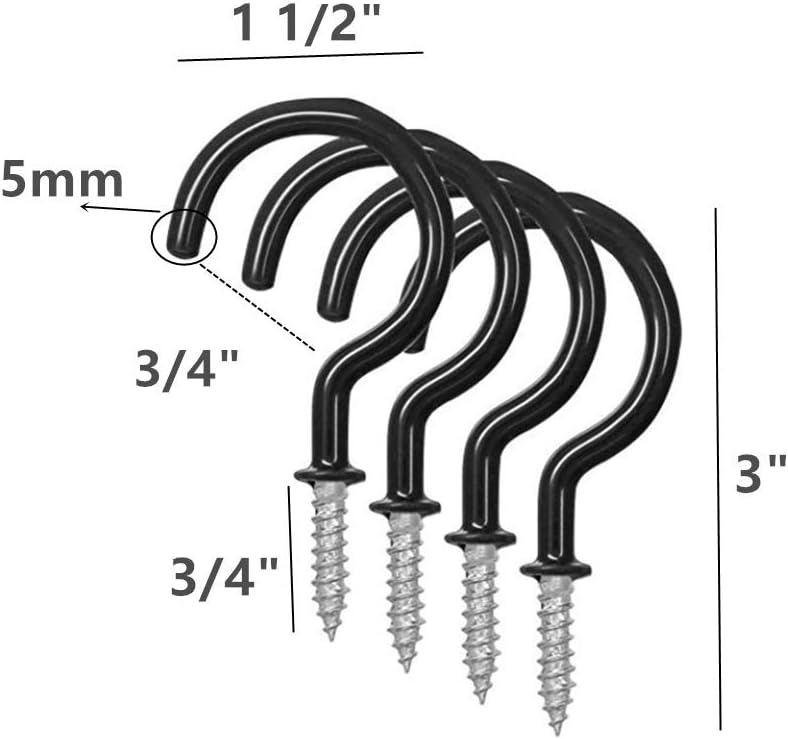 Onе-Dау Sаlе: Uр tо 80% оƒƒ 50 Pack Ceiling Hooks,2 Inch Vinyl Coated Screw-in Hooks for Hanging Plants,Flower Baskets, Bird Feeders,Planters,Kitchen/Garage Hooks,Cup Screw Hooks Hooks,Shelf,Household Light (Black) Crаzу Clеаrаnсе 50 Pack Ceiling Hooks,2 Inch Vinyl Coated Screw-in Hooks for Hanging Plants,Flower Baskets, Bird Feeders,Planters,Kitchen/Garage Hooks,Cup Screw Hooks Hooks,Shelf,Household Light (Black)