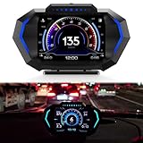 KRGNPLE 日本語サポー obd2 マルチメーター タコメーター タコメーター ブースト計 タコメーター 車 車載HUD P24 OBD2 GPS 時間/速度/高度/温度表示 傾斜計 加速度計 速度超過警告 水温警報 全車種対応 くうきランプ