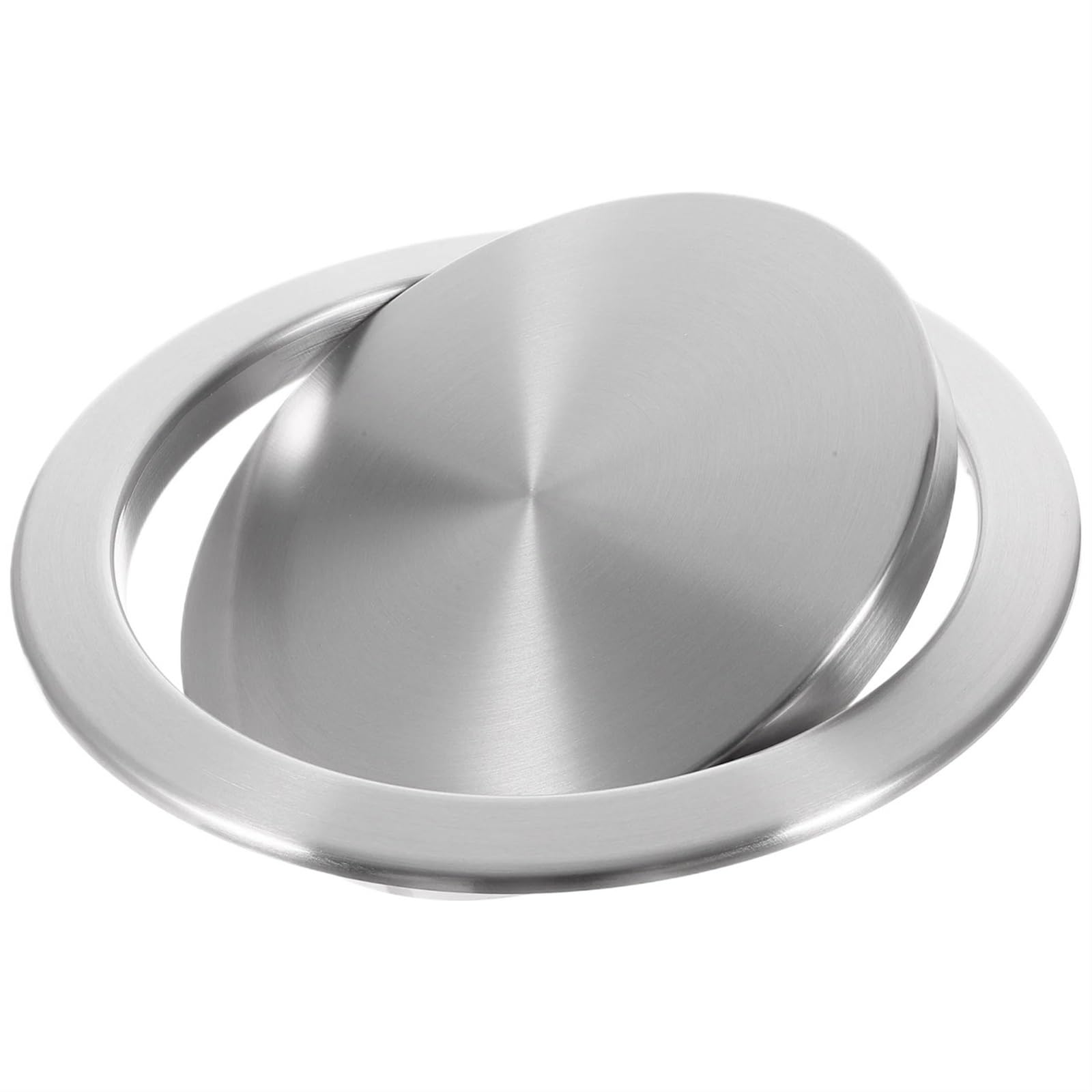 Trash Can Top Bins Stainless Steel Flap Flush Recessed Built-In Balance Swing Lid Cover Trash Bin Garbage Can Kitchen Counter Top