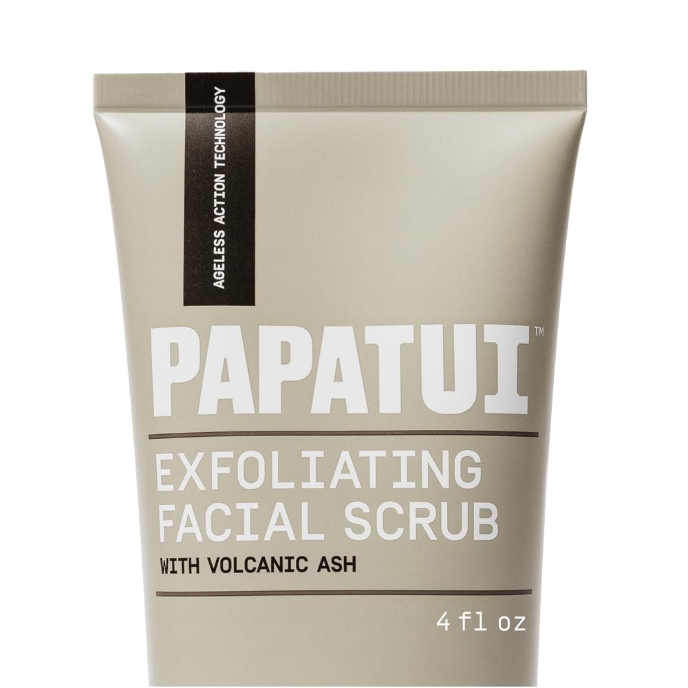 PAPATUI by Dwayne Johnson Men's Face Exfoliating Scrub, Unscented Facial Cleanser, Smooths Skin Texture, Fine Lines & Wrinkles, with Peptides,