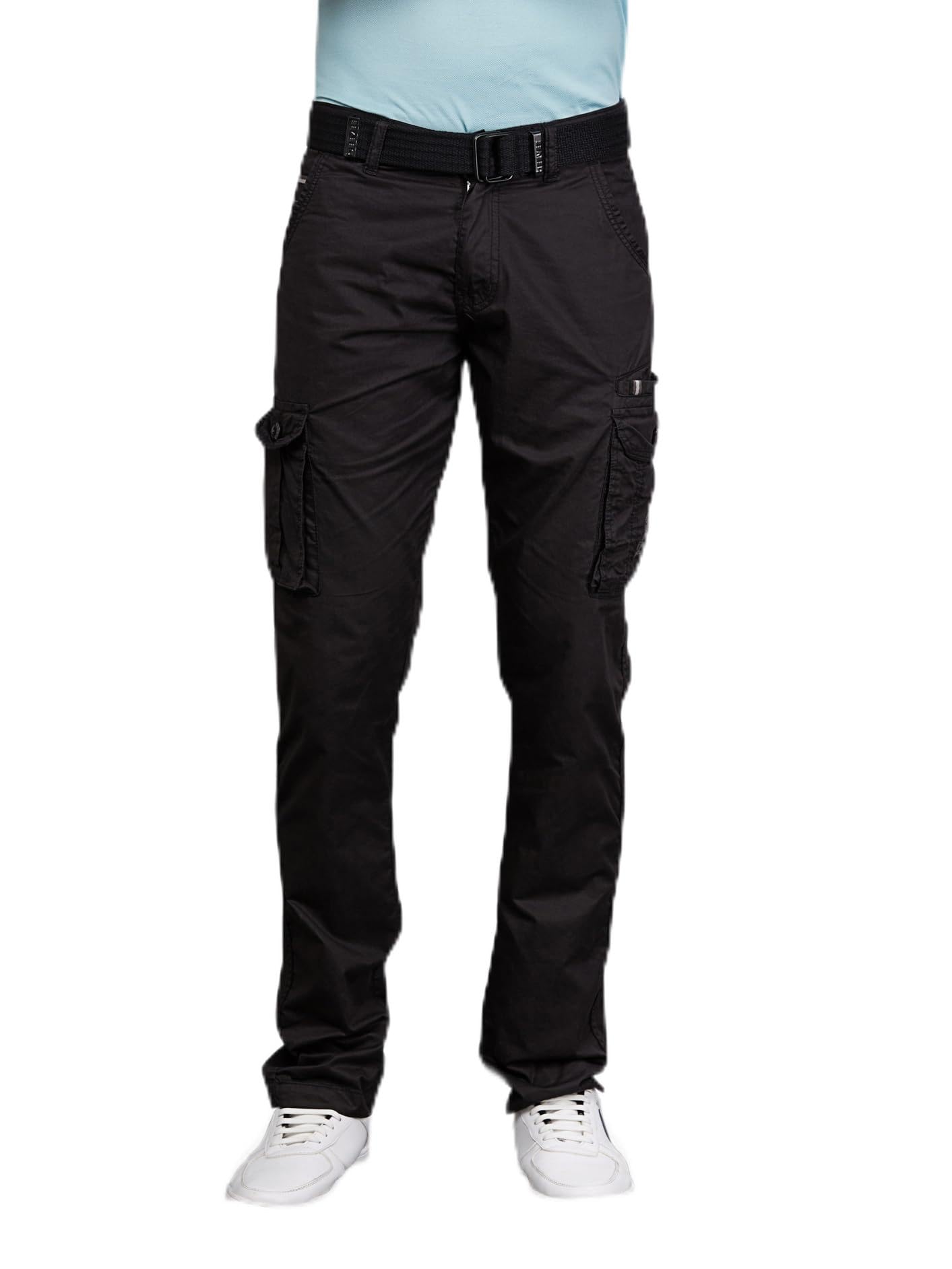 beevee Mens Black Fixed Waist Cargo with Belt-picture-28