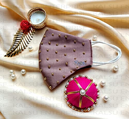 Image of ᵀᴹ : WEDDING SPECIAL Cloth Face Mask - Washable Light Weight Satin - Cotton Masks MULTI COMBO (PACK OF 1 - CHOCOLATE)