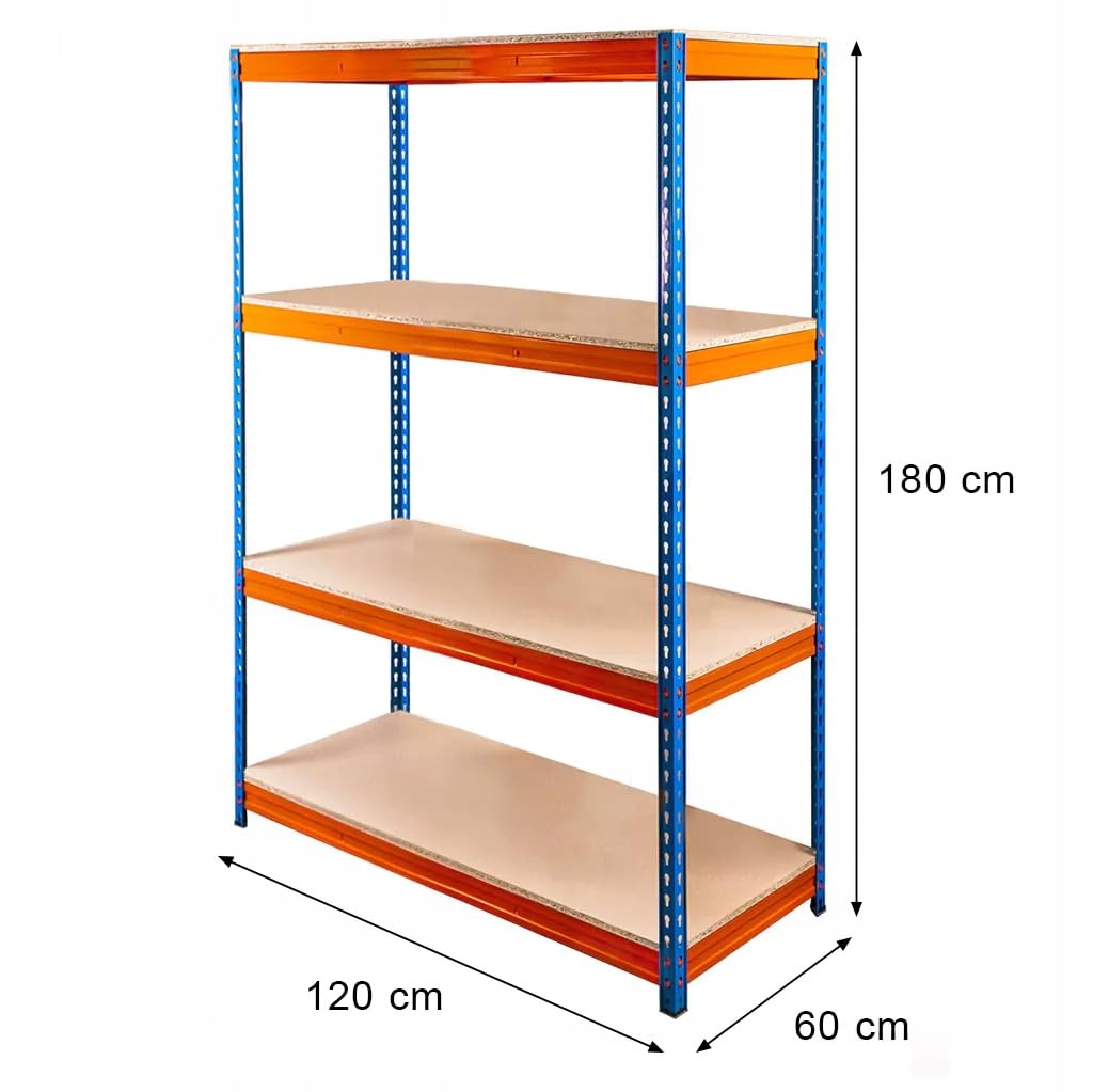 MEGA-M PRO MAX Regał magazynowy 180 × 120 × 60 cm | REGAŁ METALOWY MAGAZYNOWY 4 półkowy warsztatowy MOCNY 180x120x60 cm