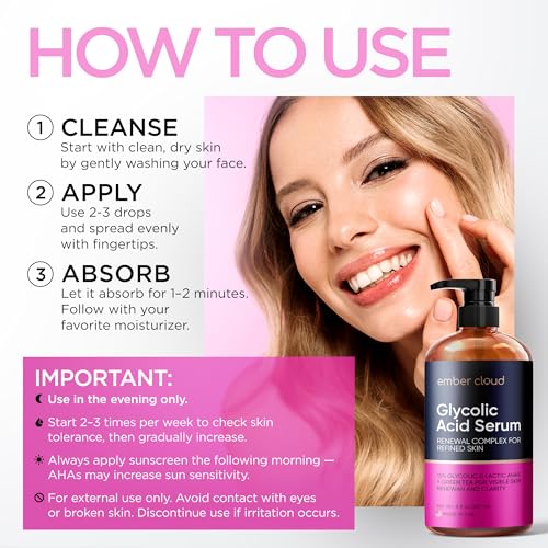 Image of Glycolic Acid Serum for Face 15%, Lactic Acid & Green Tea 8 Oz