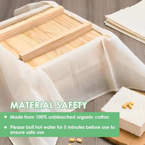 JUNFEIFLUX 12 Stück Passiertuch, 50x50CM Käsetuch, Wiederverwendbar Abseihtuch, Ungebleicht Cheesecloth für Herstellung von Käse, Saft, Joghurt, Tofu, Erdnussmilch