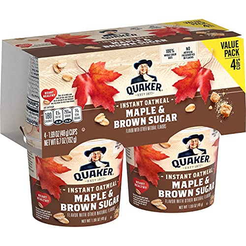 Image of Quaker Instant Oatmeal Express Cup Maple Brown Sugar, 1.69 Ounce (Pack of 4)