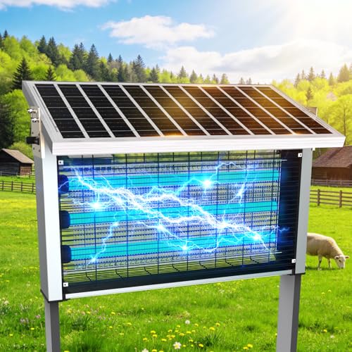 Image of Heavy-Duty Large Solar Bug Zapper Outdoor for 1 /2 Acre with 40W Solar Panel | Aluminum Rechargeable Solar Zapper with High Powered, Waterproof Solar Bug Zapper for Patio Garden Backyard Farm Large Places