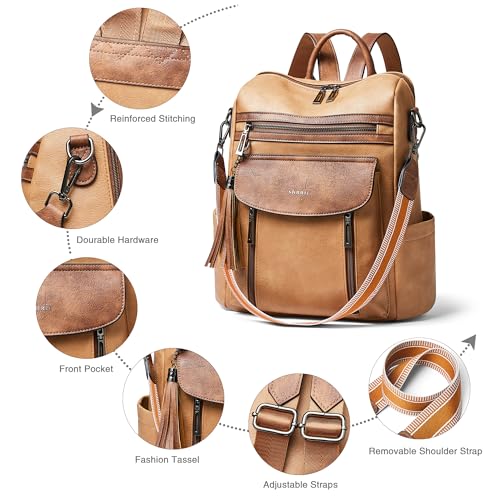 Image of Shrrie Backpack Purse for Women Fashion Leather Backpack Purse Designer Travel Backpack Convertible Shoulder Bag with Wristlet
