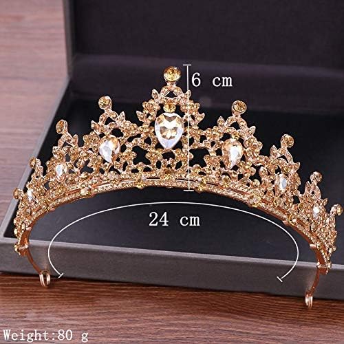 クリスタルウェディングクラウン ゴールデンウェディングクラウン、クリスタル花嫁ティアラ ヘアアクセサリー ウェディングクラウン、ヘッ