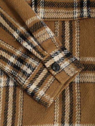 Image of ZAFUL Unisex Plaid Flannel Shirt Jacket Button Down Long Sleeve Pocket Coat Outwear | Mens Fall Clothes Lightweight Long Sleeve Button Down Flap Pocket Jacket Tops for Fall&Winter 2026