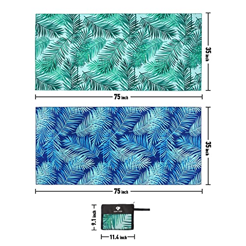 2 Pack Microfiber Beach Towel, Oversized Microfiber Pool Towel 75”X 35”, Sand-Free Beach Towel, Quick Drying Camping Towel, Super Absorbent Bath Towel Blanket, Soft Breathable And Lightweight #TOP5