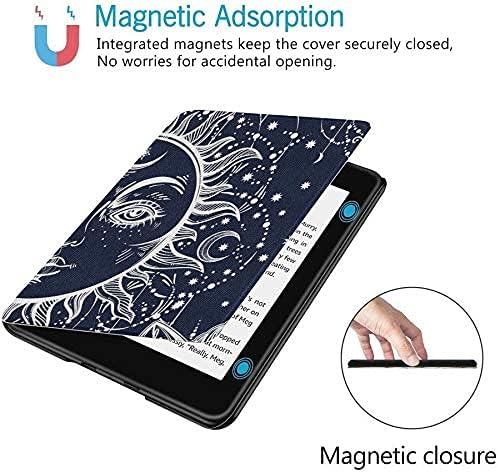 Colorful Star Slimshell Case for 6" Kindle Paperwhite 10th Generation 2018 Release - Light Weight Waterproof PU Leather Tarot Smart Covers and Cases for Kindle Paperwhite 4 - Burning Sun & Moon