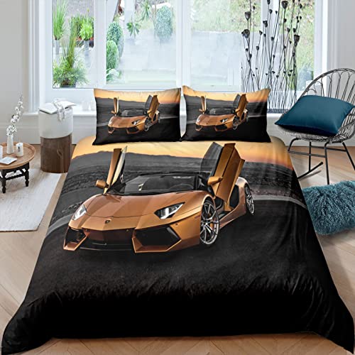 Brauner Sportwagen Bettwäsche Bettbezüge Set 200x200 cm Cover