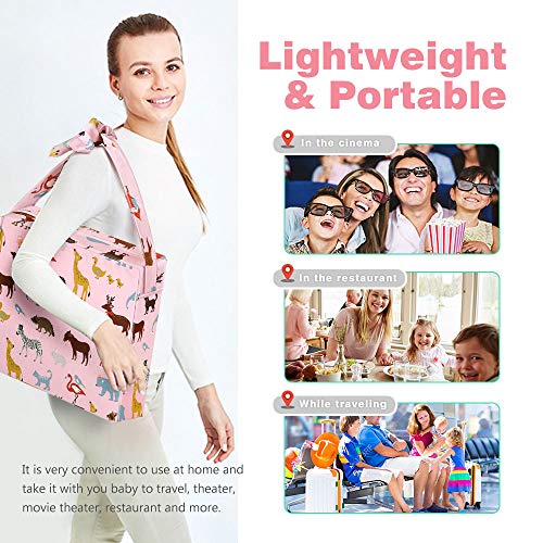 Hoomall Booster Seat for Eating Desk Eating Chair Heightening Cushion Transportable Booster Seat Cushion Double Straps Washable Thick Chair Growing Cushion for Toddler Children (12.4X12.4X3.1 Inches, Pink) 5 51vIM7gPntL