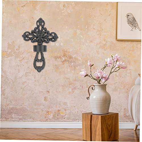 Housoutil 2Pcs Cross Candlestick Black Sconce Black Candlestick Holders Vintage Candlestick Holders Wall Mounted Candle Stand Christmas Party Decor Black Wall Candle Sconces Wall Candlestick #TOP1