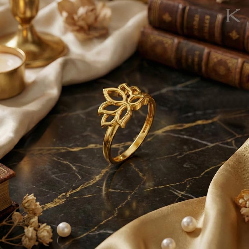Image of KISNA 9KT / 14KT / 18KT Lotusia Yellow Gold Ring For Women | S14