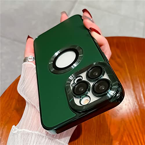 Coque iPhone 14 Plus antichoc magnétique en acrylique mat blindé vert alpin
