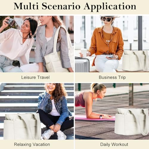 Image of PALAY Tote Bag for Woman Lighweight Puffy Laptop Hand Bag Travel Quilted Women Handbags Carry-On Bags for Travel, Gym, Work, School