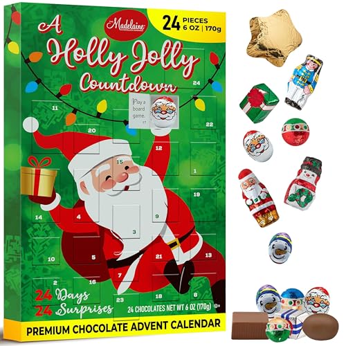 Madelaine 2025 Chocolate Advent Calendar for Kids - 6 Oz Individually Wrapped Milk Chocolate Christmas Countdown Calendar Holiday Treats
