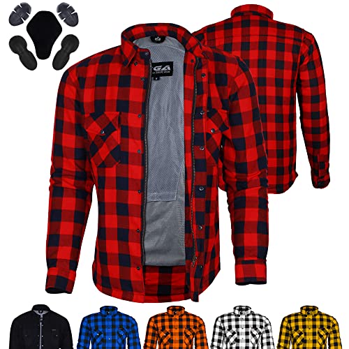 Bikers Gear Motorcycle Jacket Shirt - Kevlar Motorcycle Shirt Armoured Shirt 280gsm Dupont™ Kevlar® Aramid with Protective CE Motorbike Armour